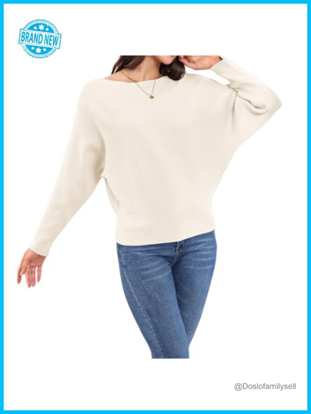 Women's Batwing Long Sleeve Knit Pullover Sweater Jumper Top